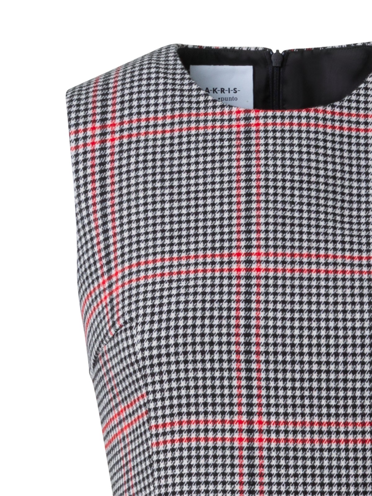 Designer Asymmetrical Glencheck Midi Dress - black - multicolor