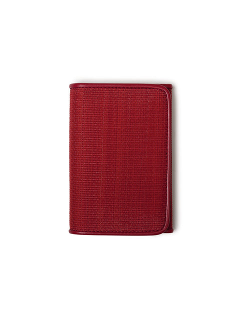 Card Holder with Flap in Horsehair Fabric with Color Matching Boxcalf Leather