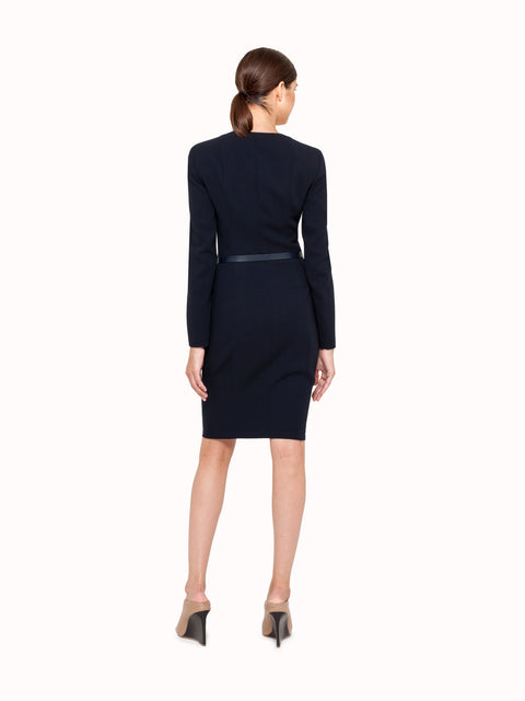 Belted Long Sleeve Double Face Wool Dress