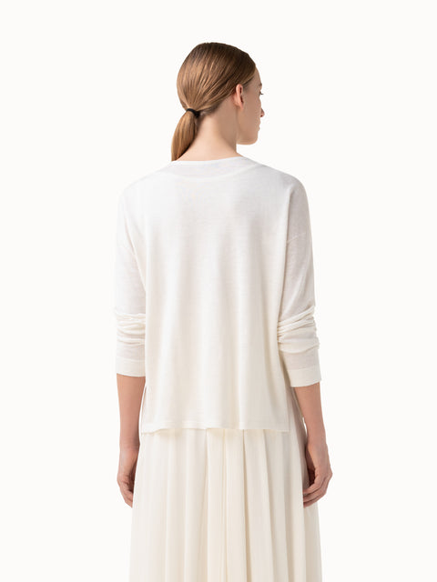 Long Sleeve Linen Silk V-Neck Pullover