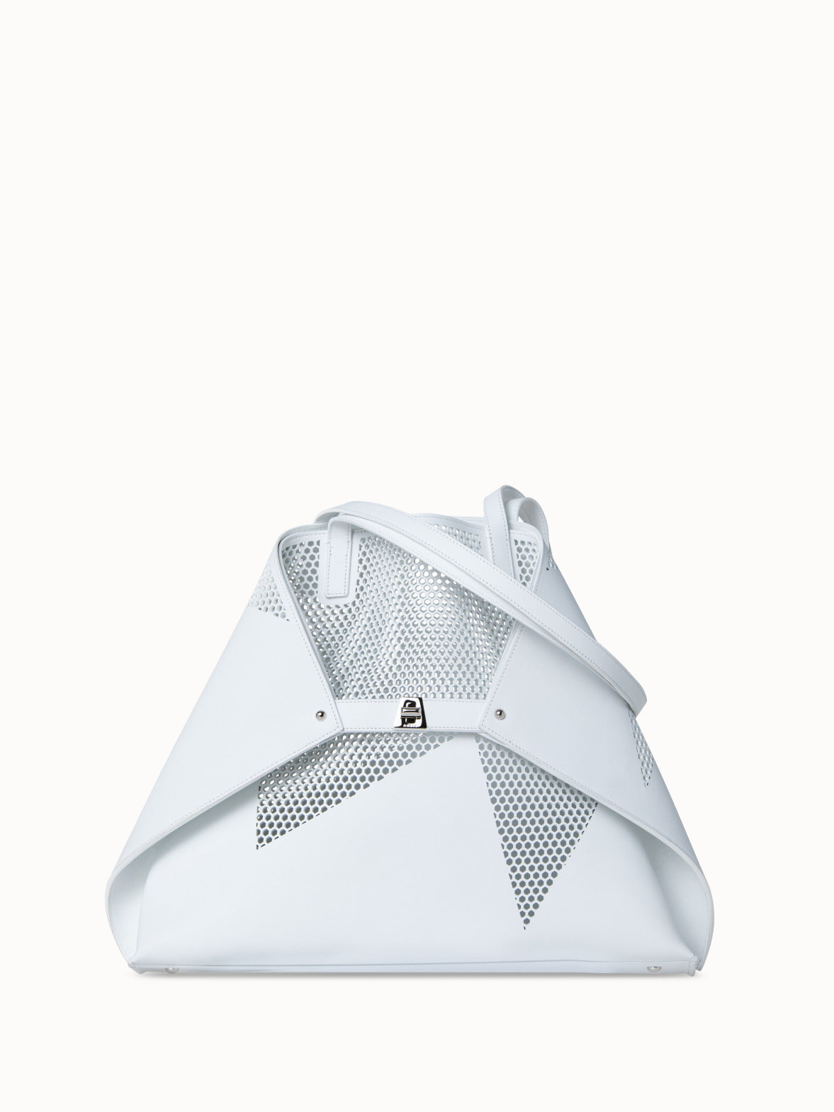 medium shoulder bag in Lasercut Kinderstern - white