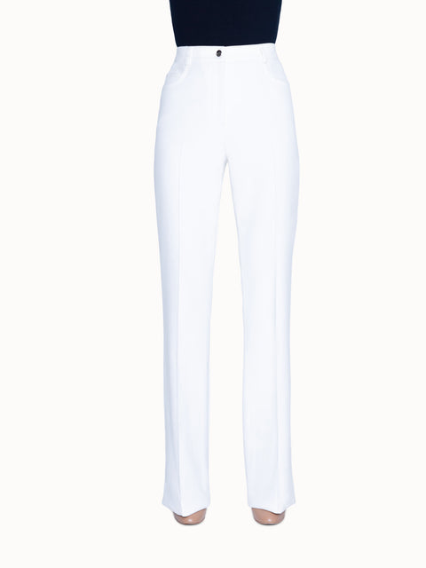 Pants in Cotton Silk Stretch Double Face with Boot Leg Cut