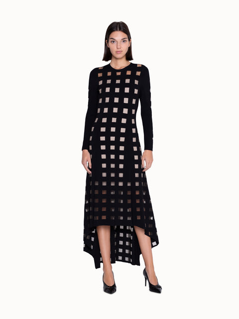 Knit Dress with Square Intarsia Pattern