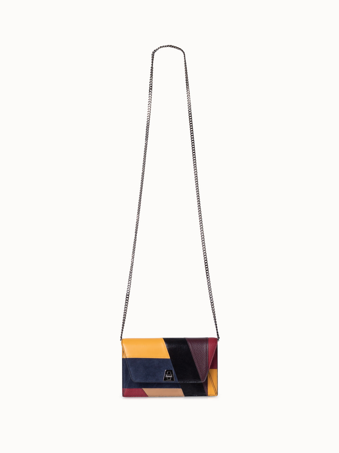 Multicolored Leather Envelope Crossbody Bag - multicolor
