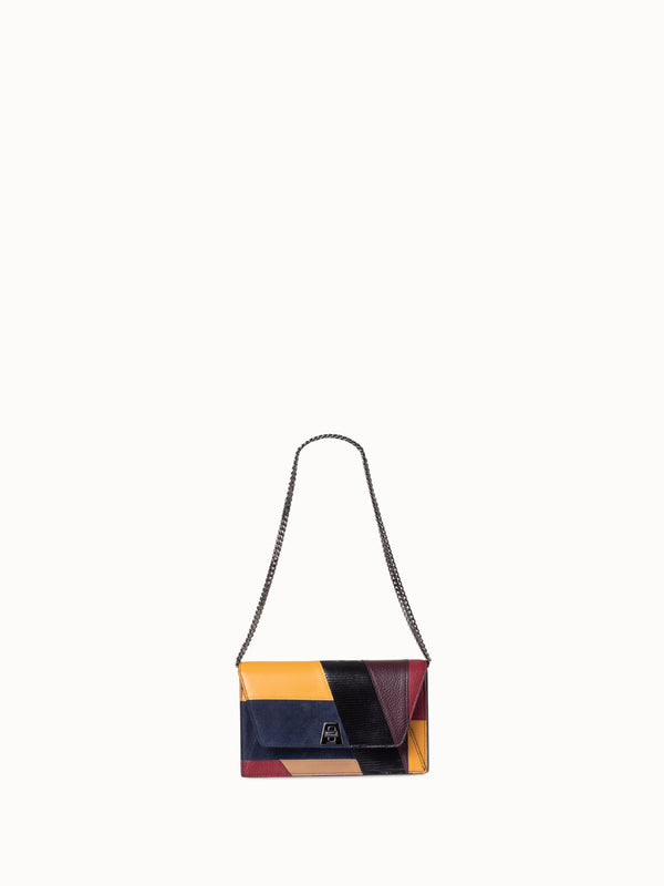 Multicolored Leather Envelope Crossbody Bag - multicolor