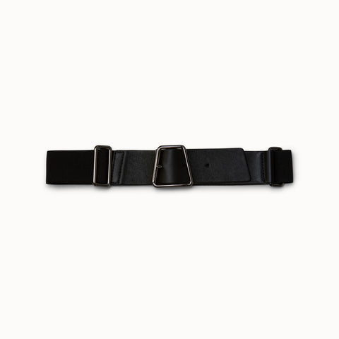 Leather and Elastic Belt with Trapezoid Buckle