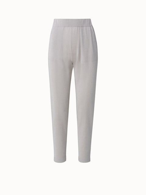 Silk Cotton Lurex Knit High-Waisted Jogger Pants