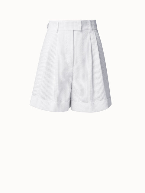 Cotton Organza Jacquard Striped Shorts