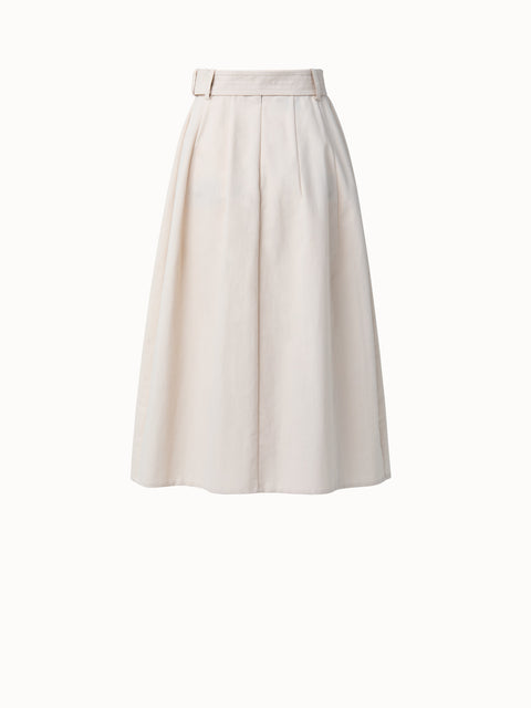 Belted Flared Cotton Skirt