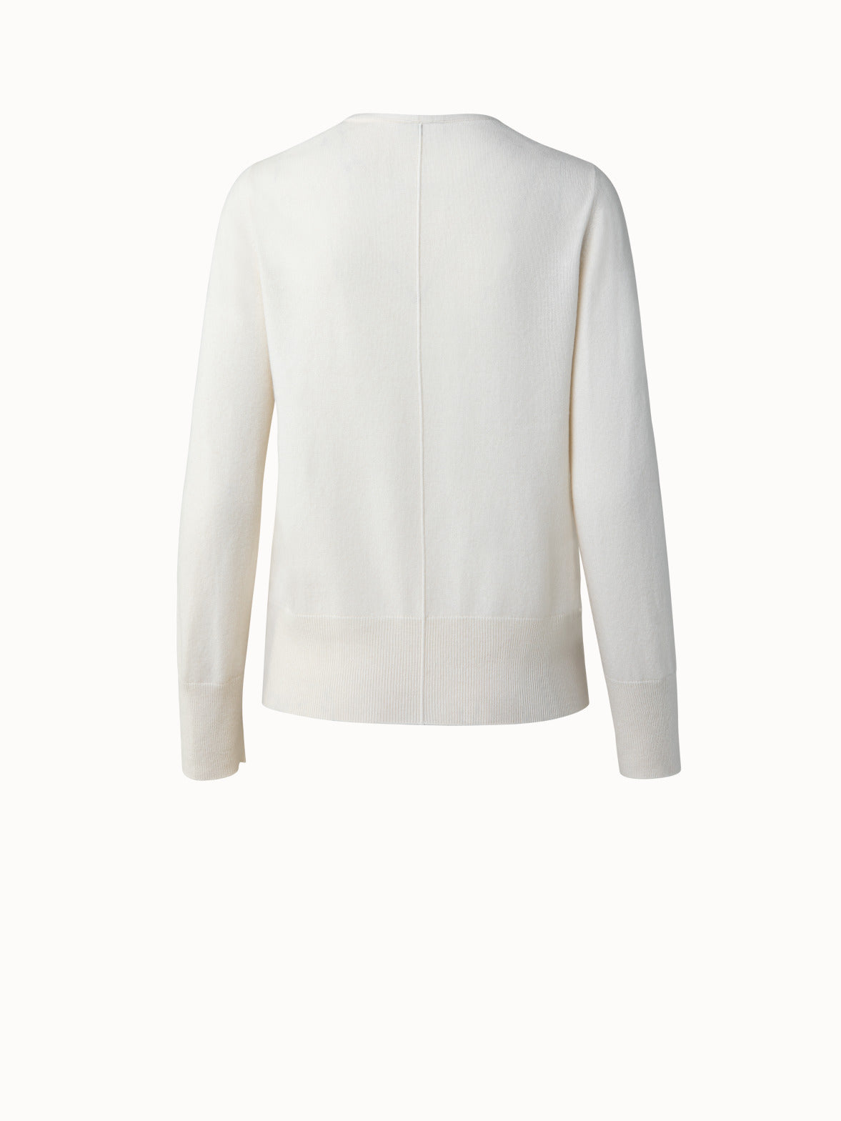 Cashmere V-Neck Knit Pullover - white - ecru