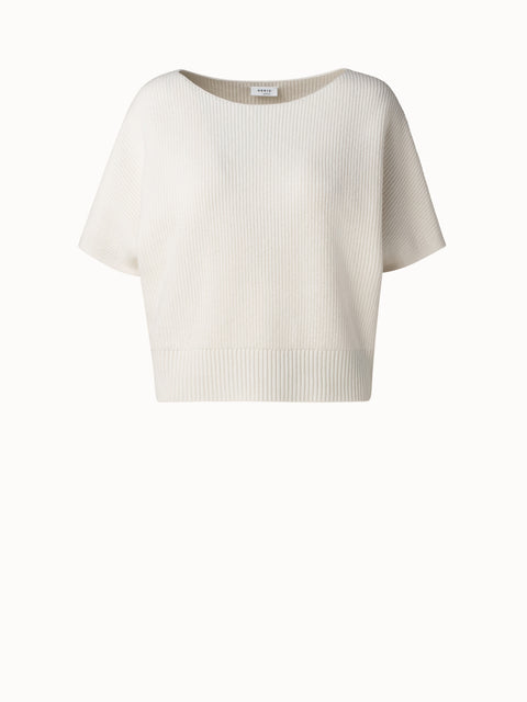 Cropped Ribbed Cashmere Wool Sweater