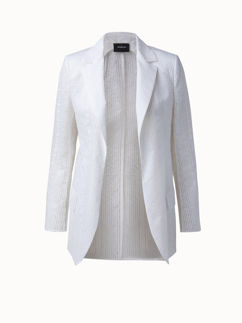 Long Cotton Organza Striped Jacquard Jacket