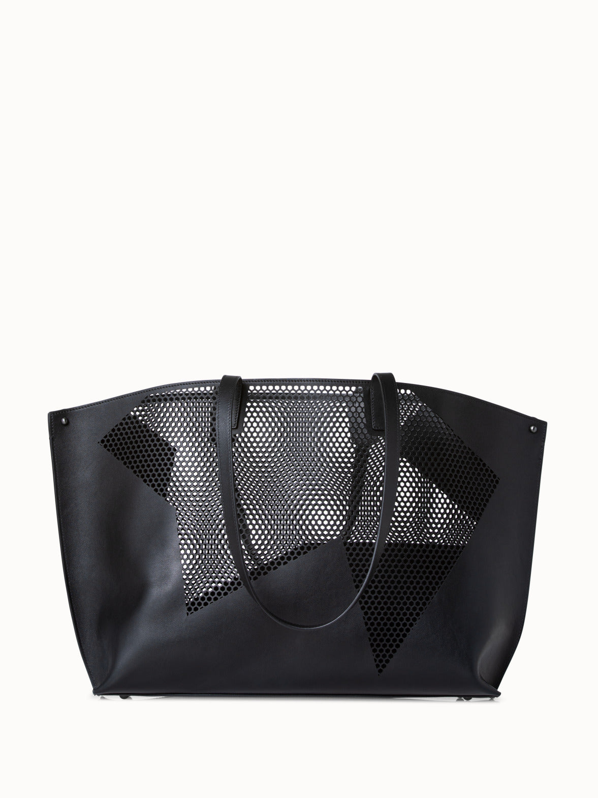 Medium Ai Shoulder Bag in Leather with Lasercut Kinderstern - black