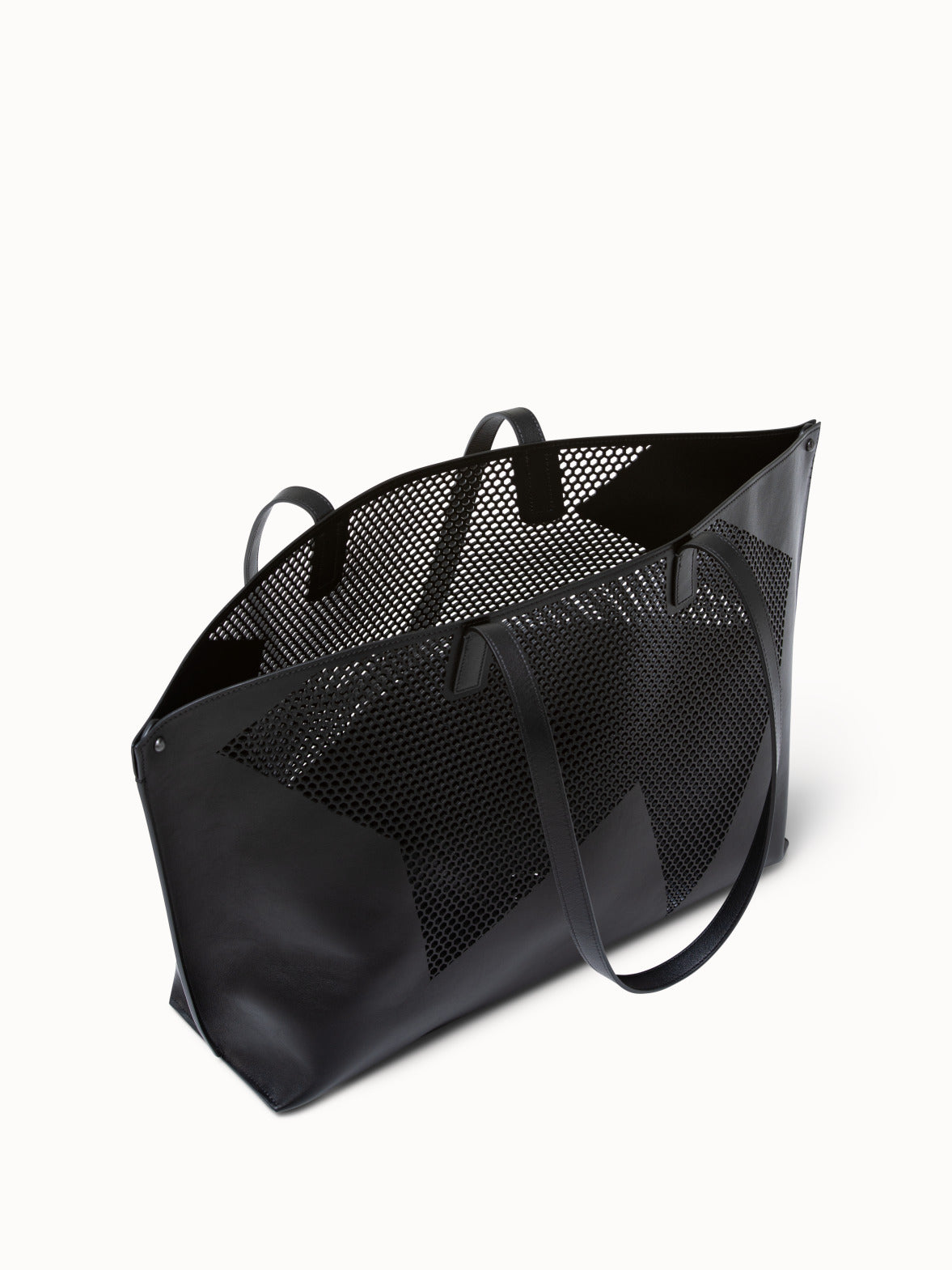 Medium Ai Shoulder Bag in Leather with Lasercut Kinderstern - black