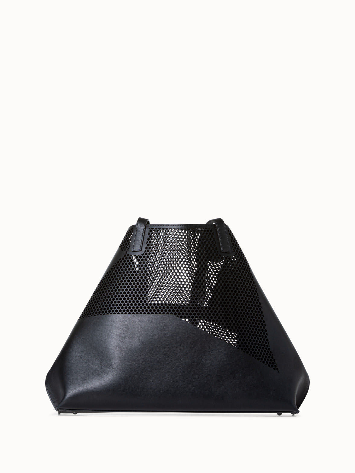 Medium Ai Shoulder Bag in Leather with Lasercut Kinderstern - black