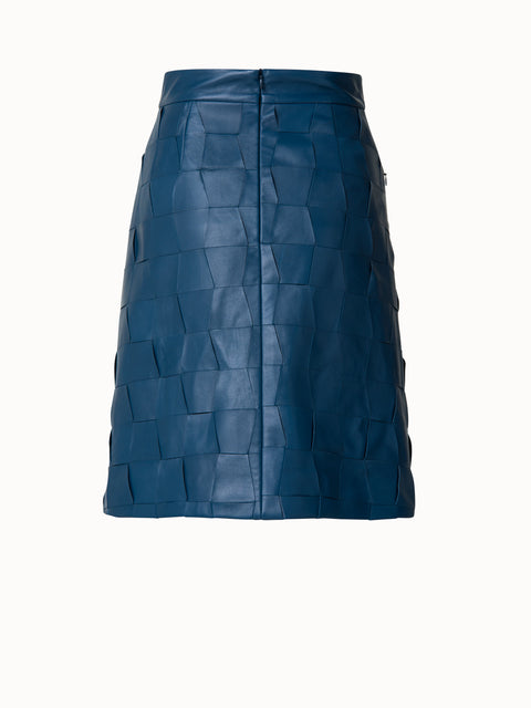 Woven Trapezoid Nappa Leather Skirt