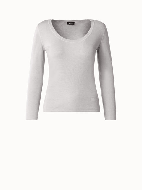 Cashmere Silk Fitted Scoop Neck Pullover