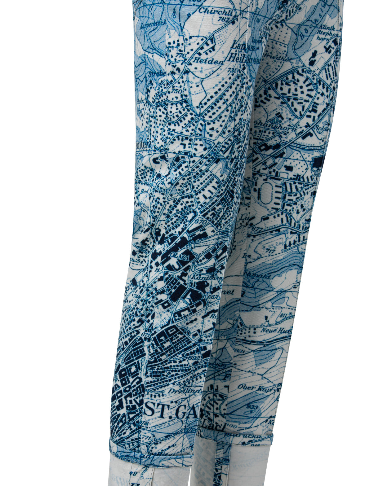 St. Gallen Map Print Cotton Denim Pant - blue