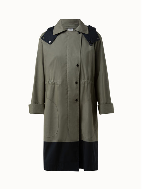 Parka in Cotton Blend with Detachable Hood
