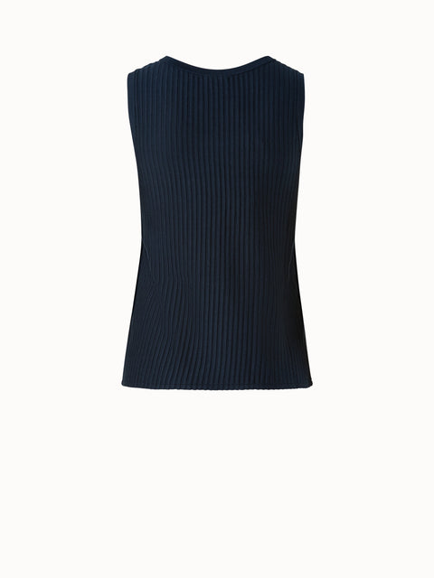 Silk Cotton Structured Lines Knit Tank