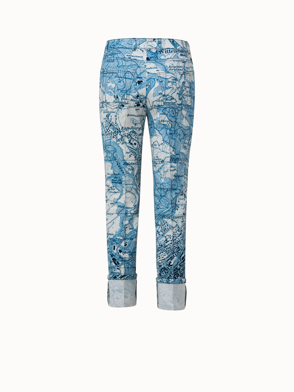 St. Gallen Map Print Cotton Denim Pant - blue