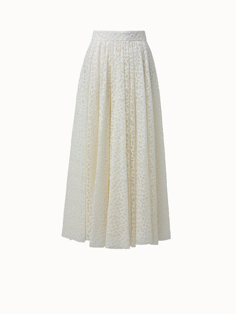 Tiled Roof Lace on Tulle Long Pleated Skirt