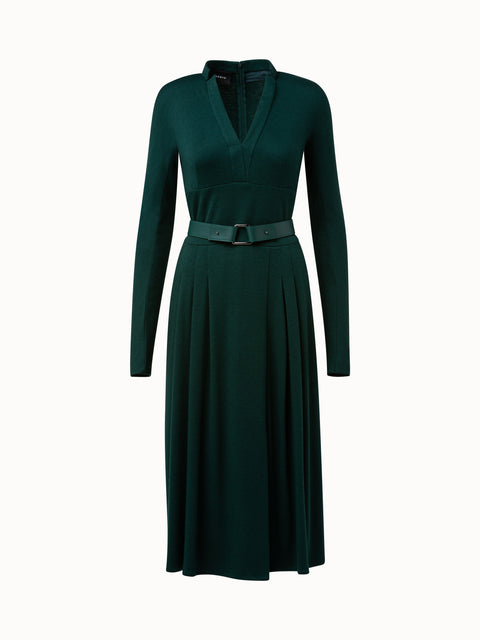 Cashmere Silk Jersey Belted Dress