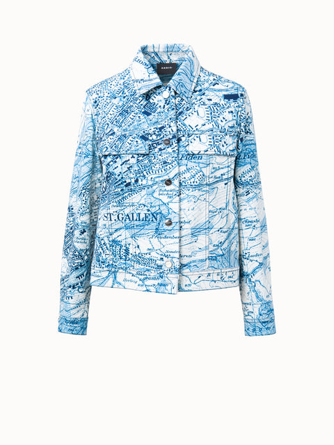 Denim Jacket in cotton with St. Gallen Map Print
