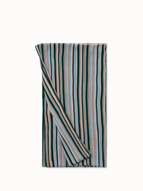 Silk Wool Structered Stripe On Tulle Scarf