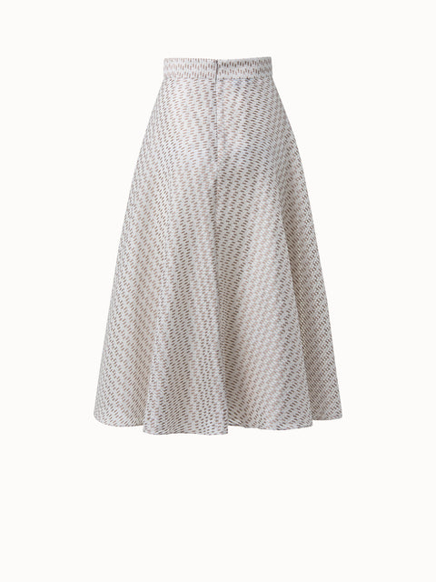 Silk Cotton Organza Stripe Midi Skirt