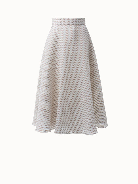 Silk Cotton Organza Stripe Midi Skirt