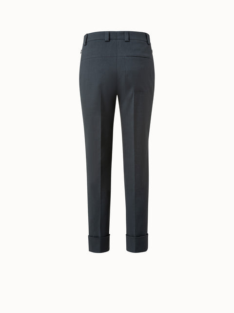 Cotton Silk Stretch Cropped Tapered Pants