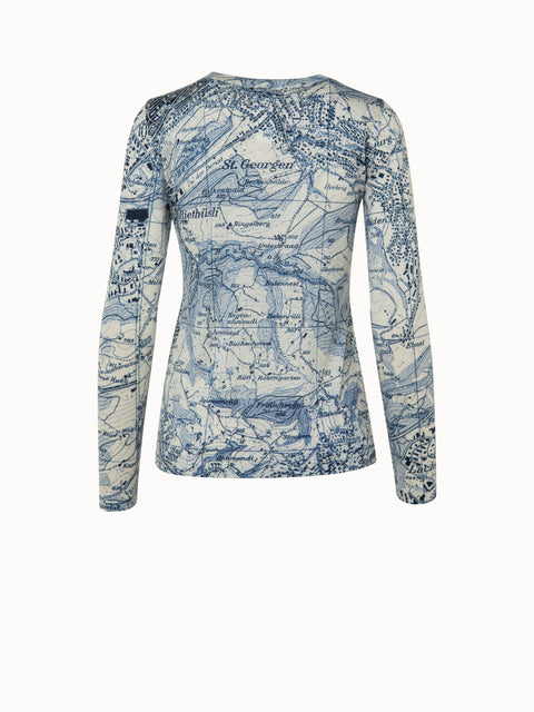 Cashmere Silk Jersey St.Gallen Map Print Shirt