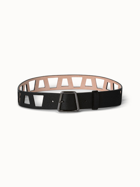 Trapezoid Cut Out Leather Belt