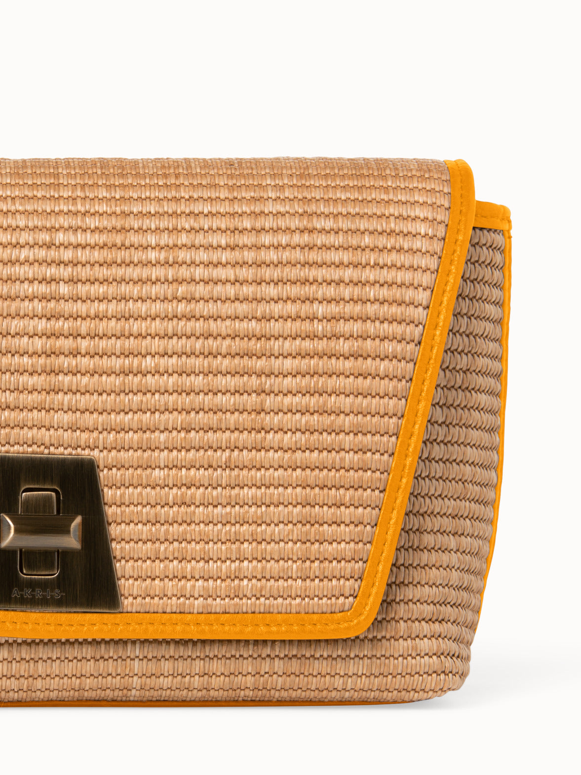 Small Anouk Day Bag in Raffia - orange - beige