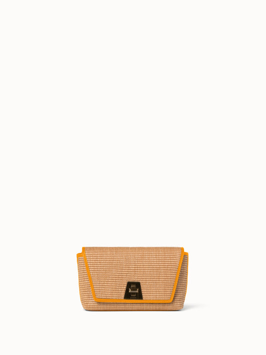 Small Anouk Day Bag in Raffia - orange - beige
