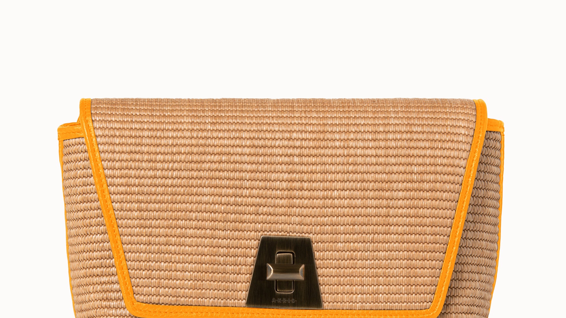 Small Anouk Day Bag in Raffia - orange - beige