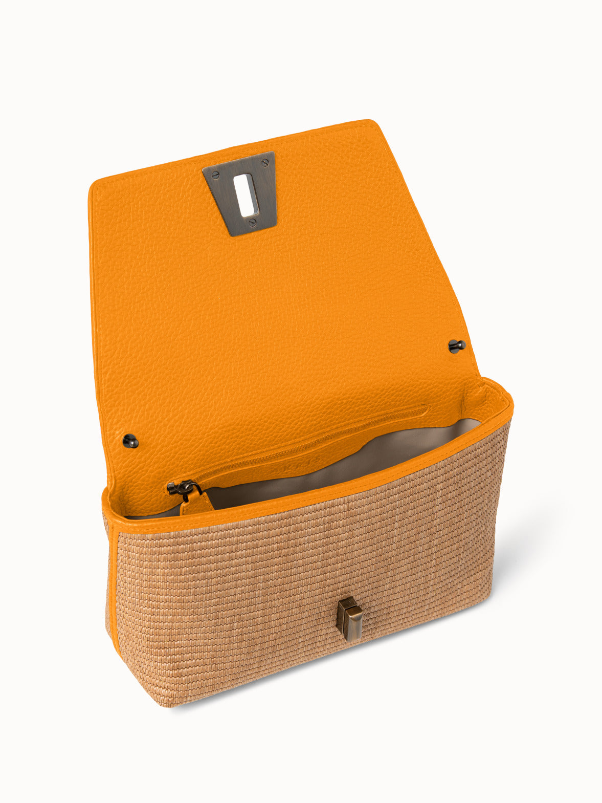 Small Anouk Day Bag in Raffia - orange - beige