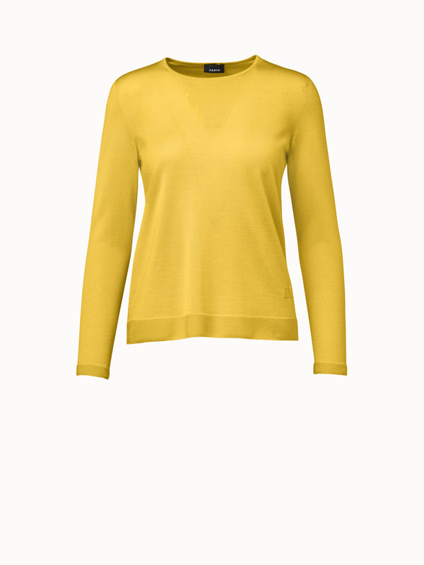 Fine Gauge Cashmere Silk Pullover - yellow
