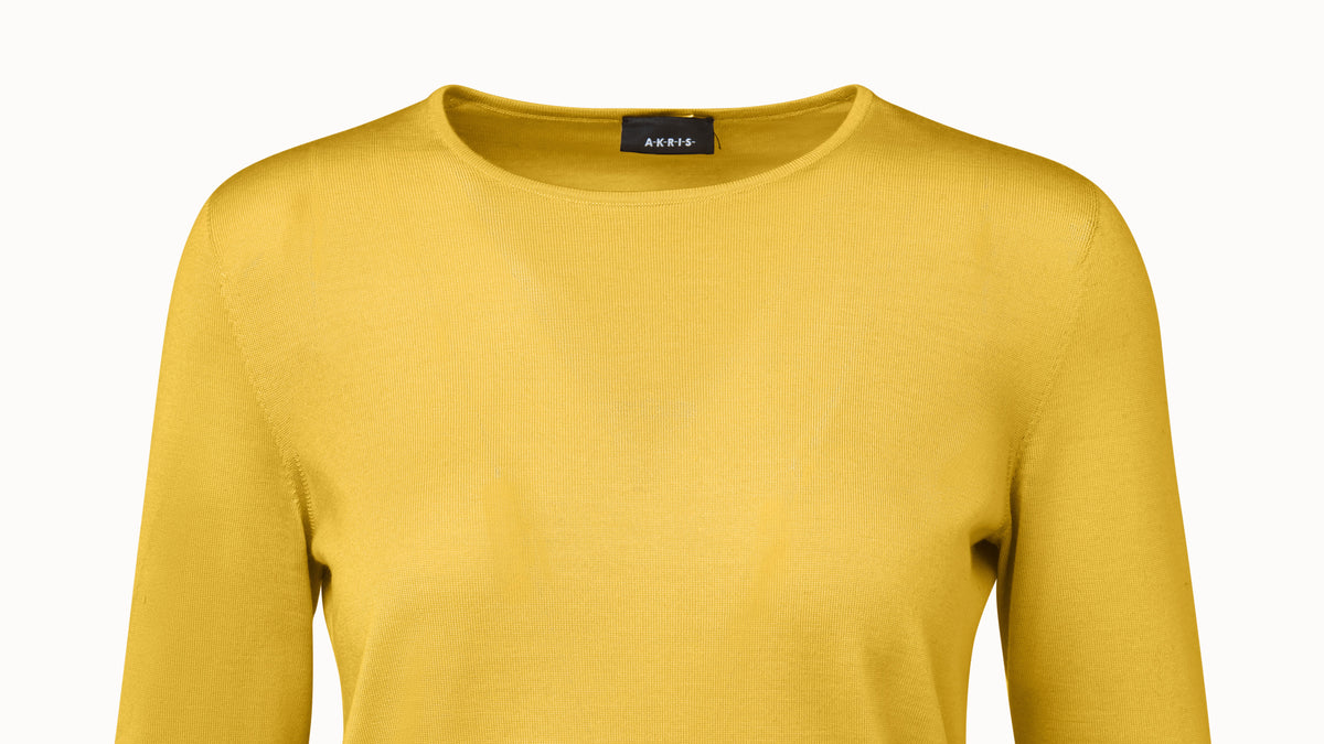 Fine Gauge Cashmere Silk Pullover - yellow