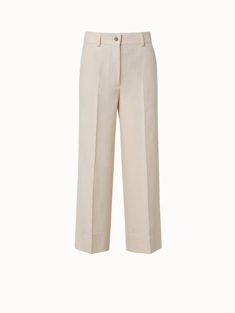 Cropped Straight Leg Pants in Washed Cotton Denim
