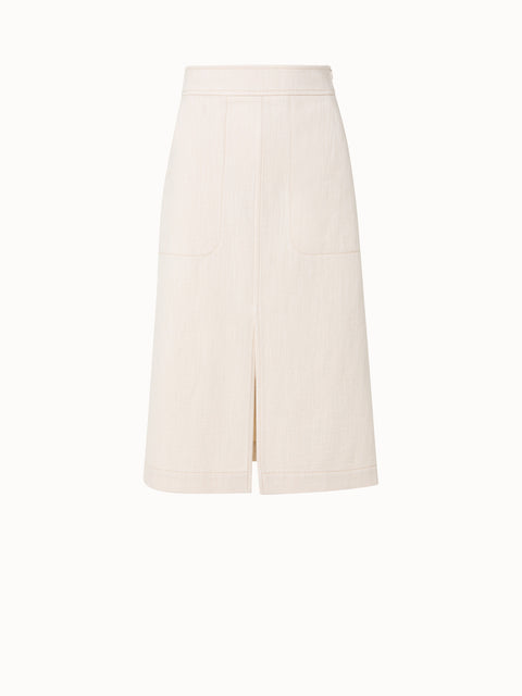 Washed Denim A-Line Midi Skirt