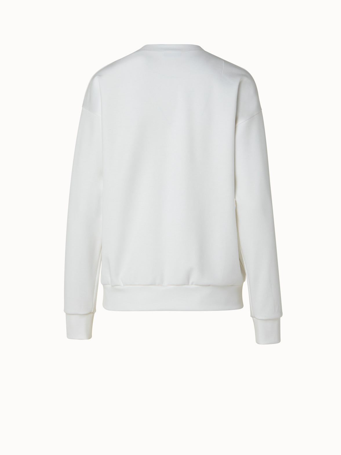 Viscose Stretch Jersey Crew Neck Pullover - ecru