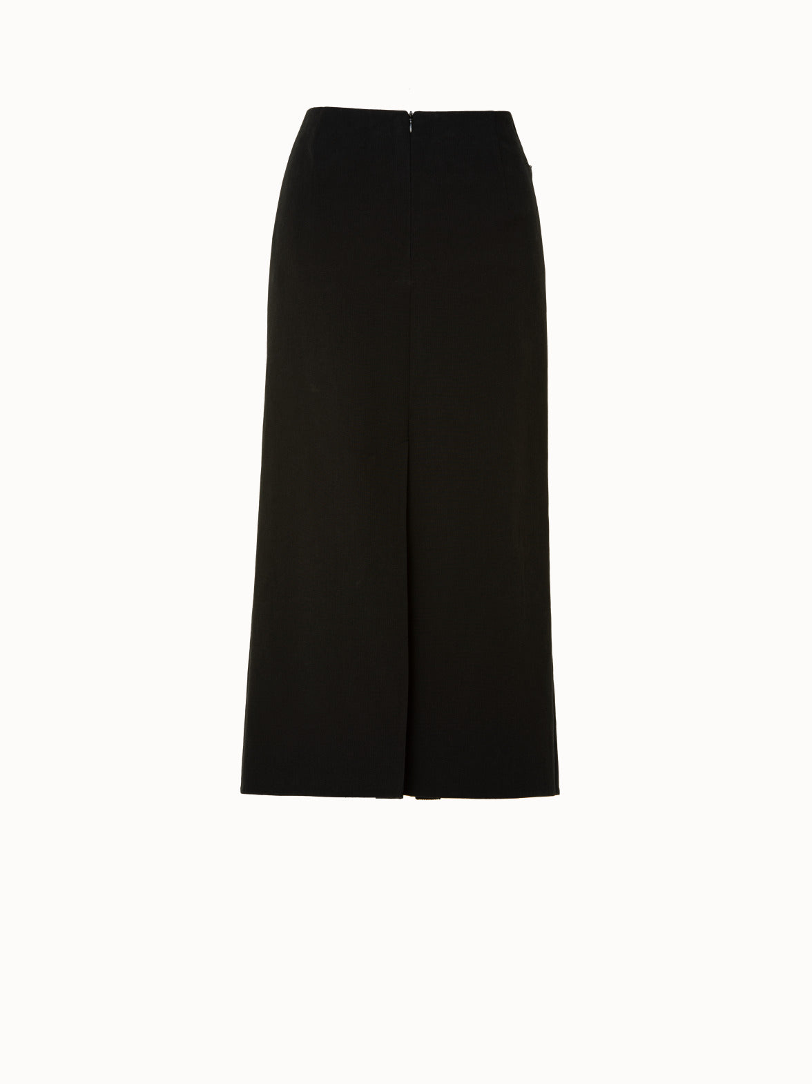 Long Skirt in Trapezoid Embroidery and Wool Double-Face - black