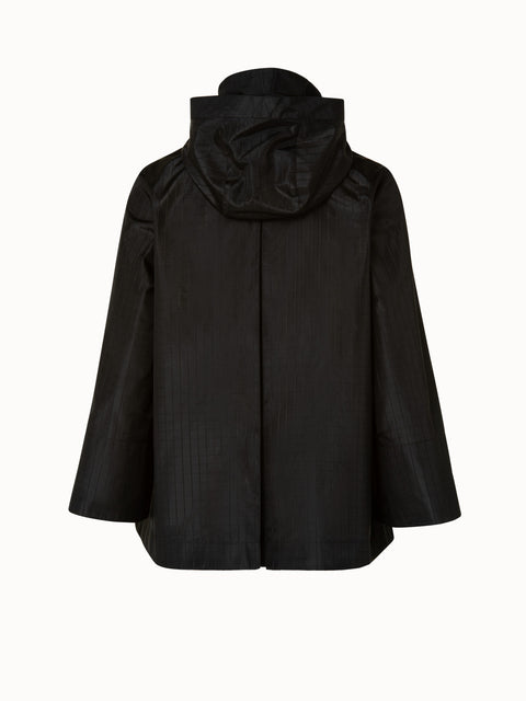 Woven Check Silk Taffeta A-Line Short Jacket