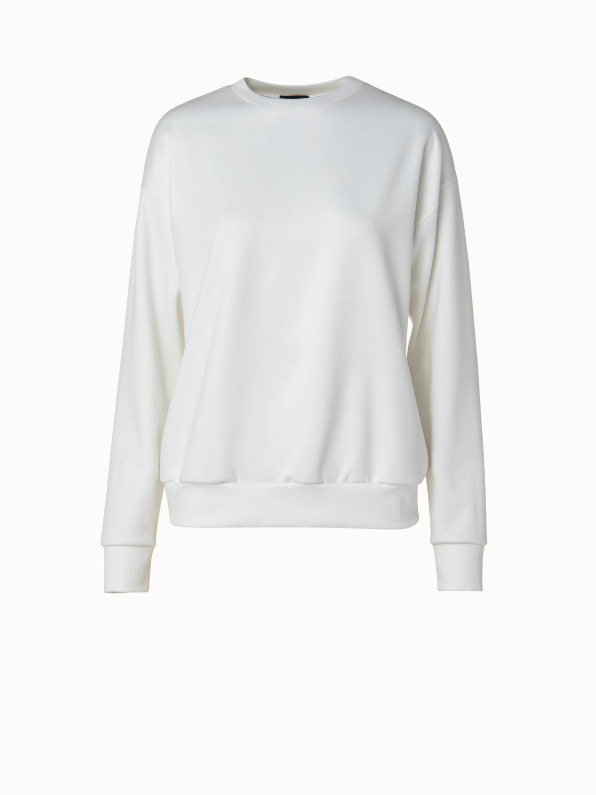 Viscose Stretch Jersey Crew Neck Pullover - ecru