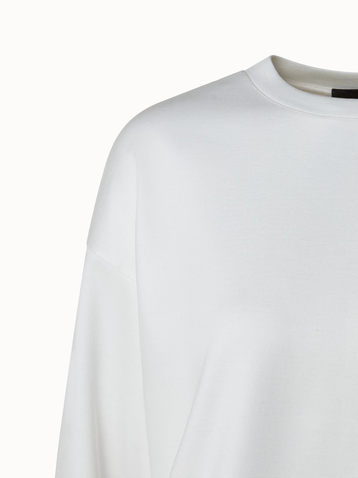 Viscose Stretch Jersey Crew Neck Pullover - ecru