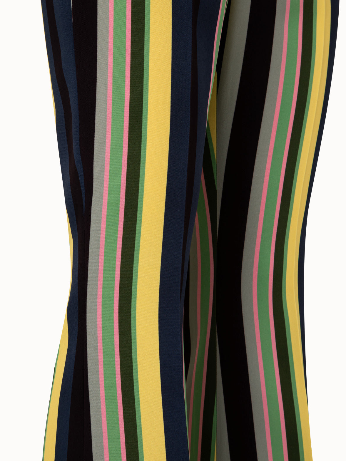 Bootcut Pants with Polychromatic Stripes Print