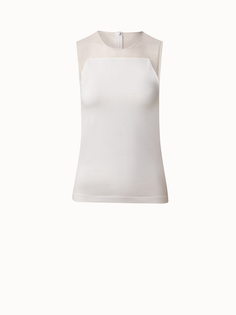 Cotton Jersey Top with Tulle Shoulder