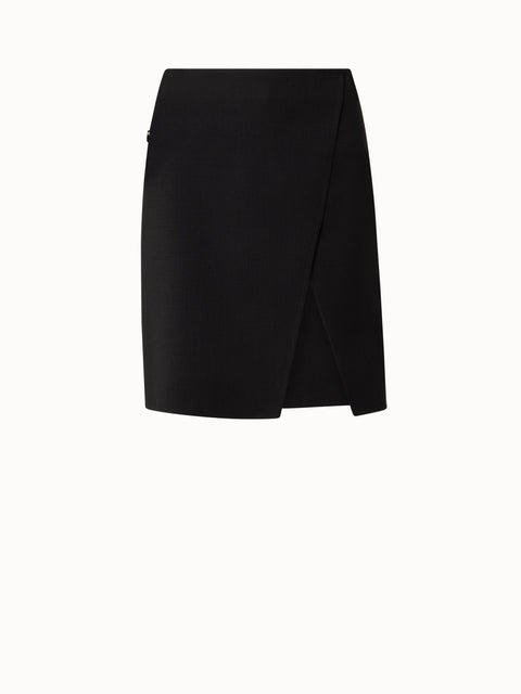 Wool Double-Face Short Apron Skirt